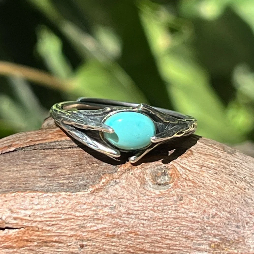 Sterling silver‎ 925 stamped adjustable turquoise ring